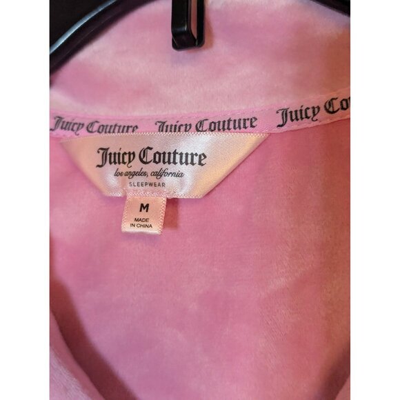 Juicy Couture Pink Velour Pajama Set W/ Satin Shorts & Rhinestone Logo Womens M - Picture 2 of 5